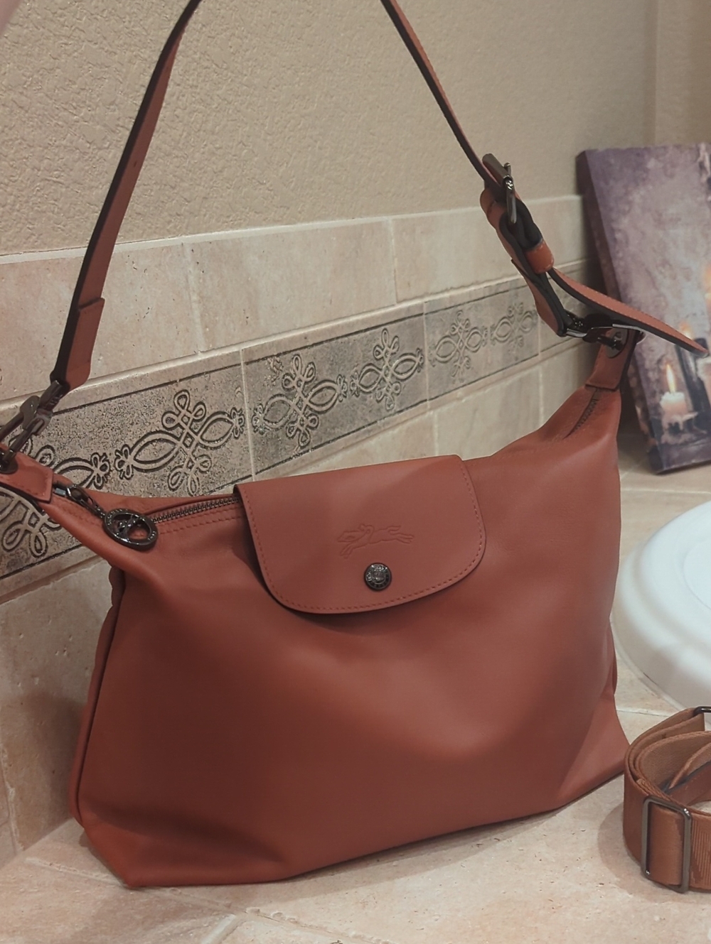 Longchamp Le Pliage Xtra M Hobo Bag Cognac Brown Leather